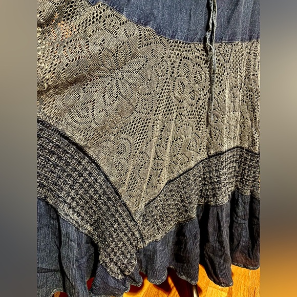 Blue Lace Maxi Gypsy Skirt one size fits all - Picture 3 of 5